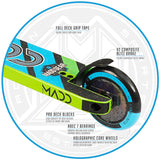 Madd Gear Kick Pro Stunt Scooter Blue Green Brake