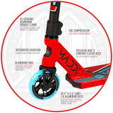 Madd Gear Kick Extreme Stunt Pro Scooter Red Blue Aluminum Fork