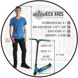 Madd Gear Kick Kaos Stunt Scooter Blue Green Recommended Rider Size